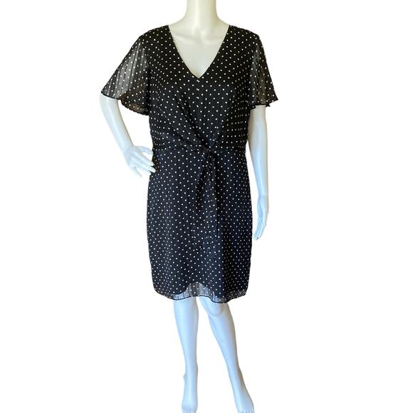 NWT Lauren Ralph Lauren Polka Dot V-Neck Sheath Dress Size 12 Preppy Minimalist - Picture 1 of 7